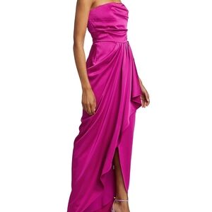 Elegant Pink Strapless Evening Gown